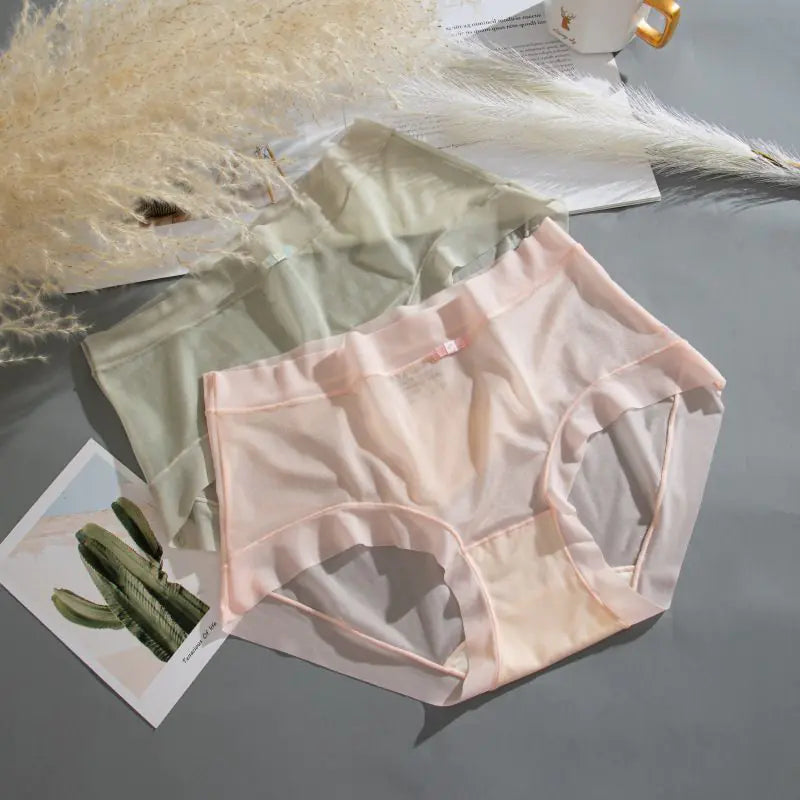 Women's Ice Silk Seamless Underwear, Breathable Cotton Triangle