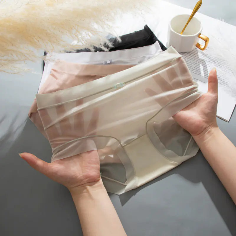 Women's Ice Silk Seamless Underwear, Breathable Cotton Triangle